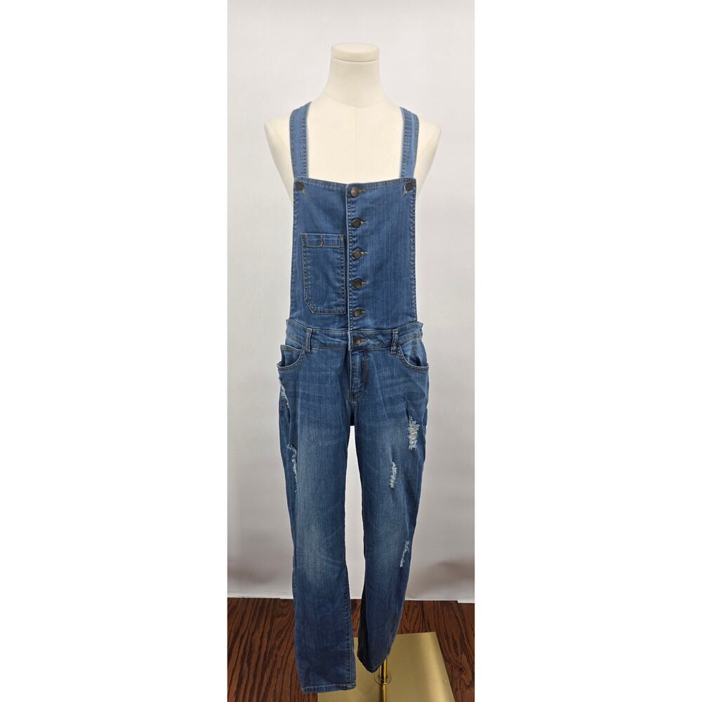 Vintage Life in Progress 
Distressed‎ Medium Wash Bib Overalls